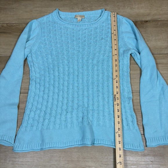 Appleseeds 100% Cotton Size Large Loose Knit Light Blue Long Sleeve Sweater - Picture 4 of 7